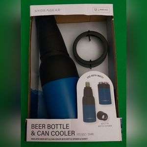 New Never Used Hydragear Stainless Beer Bottle Can Cooler w/ Built in Opener